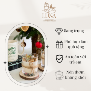 Nến Thơm Handmade Luna Candle Trang Trí Hoa Khô Cao Cấp